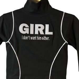 Nasty Gal “GIRL I DONT WANT HIM EITHER” Black Top with Matching Skinny Jeans.